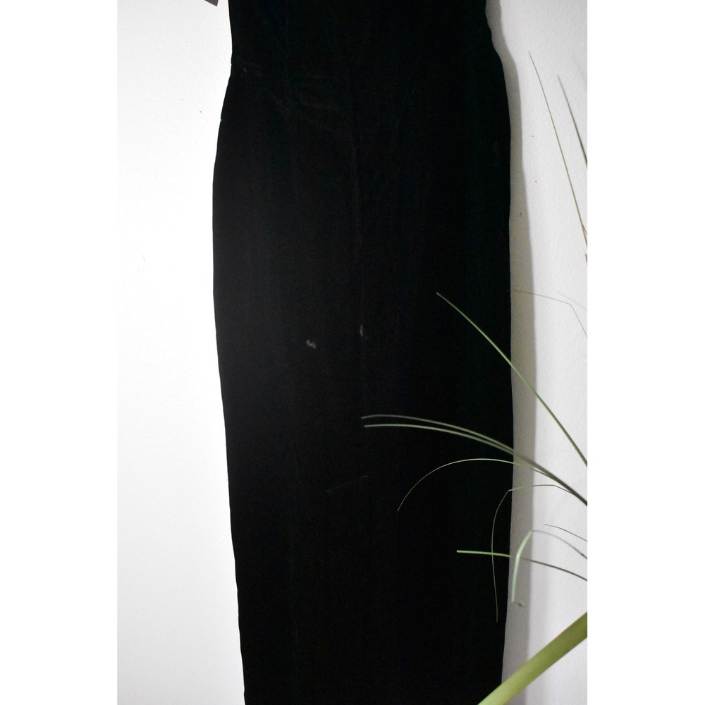 Scott McClintock Gown Women Size 8 Black 80s Velvet Lace Strapless Maxi Dress - Picture 9 of 12
